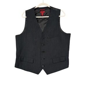 Alfani Vest Mens Large Black Pinstripe Slim Fit Dress Suit Formal Wedding